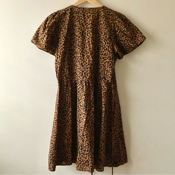 Madewell‎ Flutter-Sleeve Wrap Mini Dress in Painted Leopard Size Extra Small - Picture 12 of 12